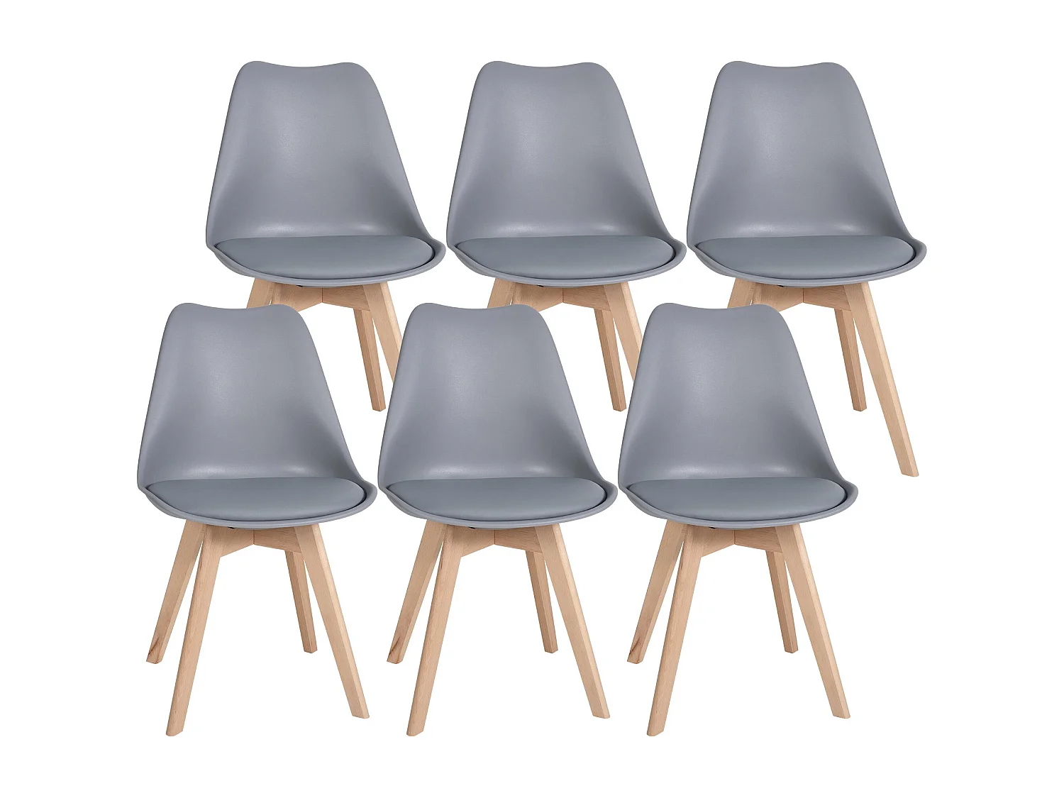 Lot de 6  chaise salle à manger - Plastique - Gris - Ramsey