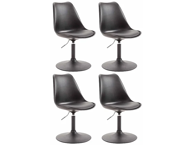 Lot de 4  chaise salle à manger - Plastique & Noir - Noir - Maverick