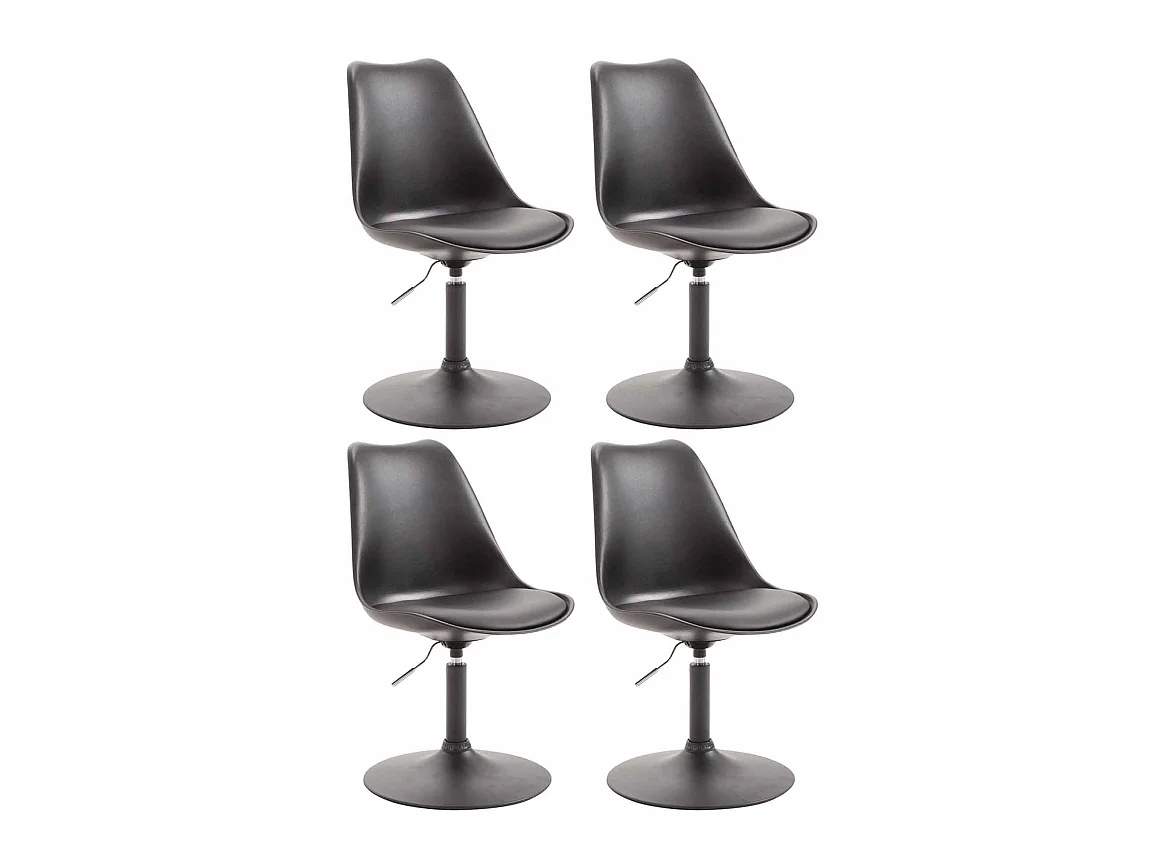 Lot de 4  chaise salle à manger - Plastique & Noir - Noir - Maverick
