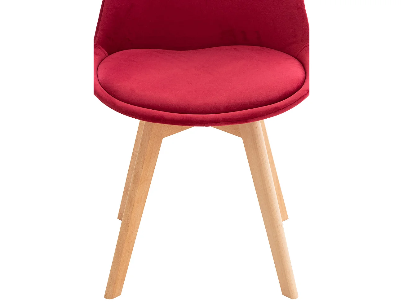 Lot de 4  chaise salle à manger - Velours - Rouge - Linares