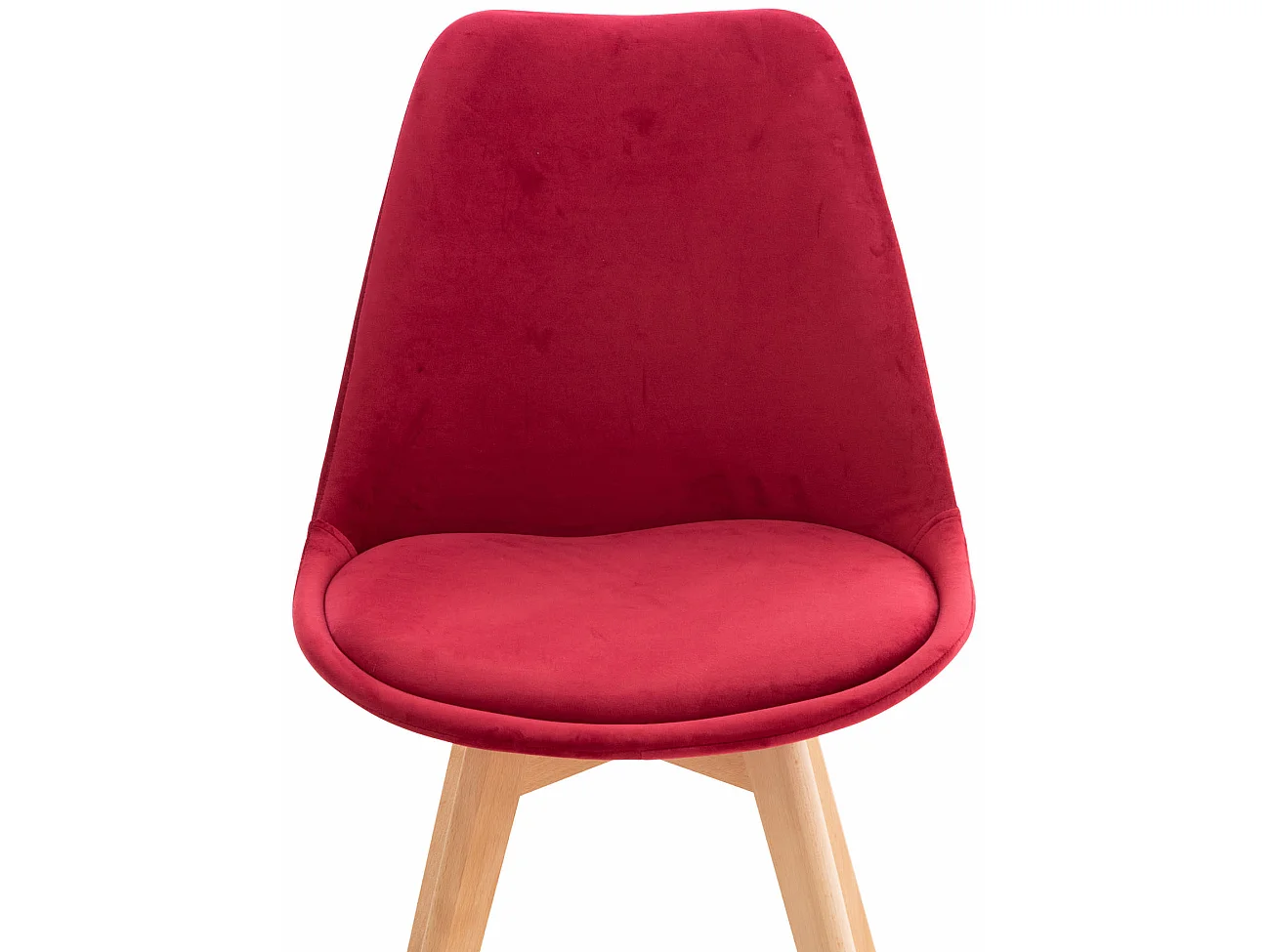 Lot de 4  chaise salle à manger - Velours - Rouge - Linares