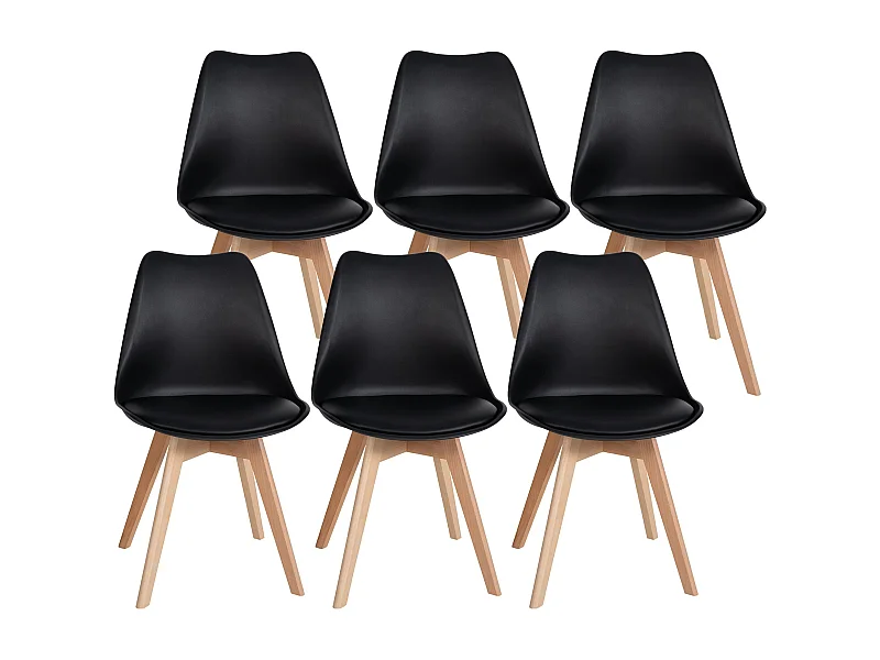 Lot de 6  chaise salle à manger - Plastique - Noir - Ramsey