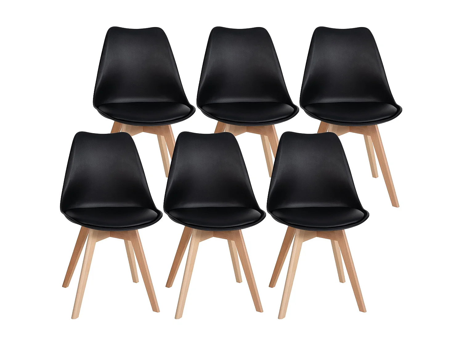 Lot de 6  chaise salle à manger - Plastique - Noir - Ramsey