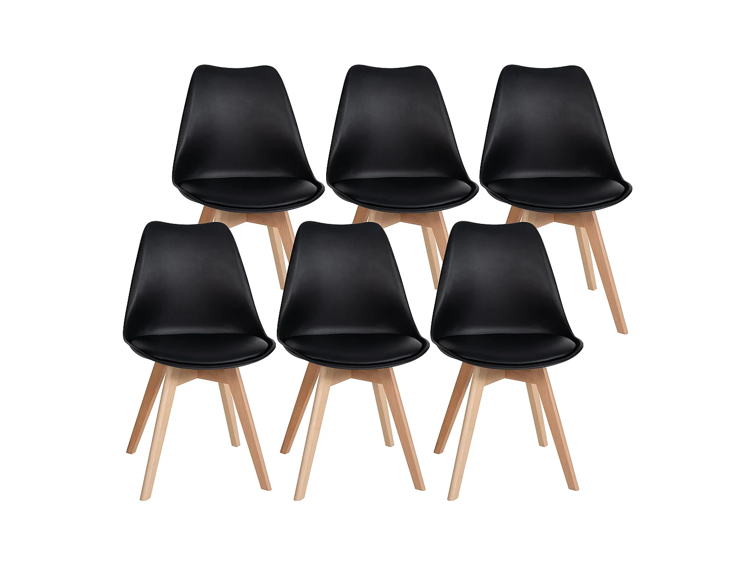 Lot de 6  chaise salle à manger - Plastique - Noir - Ramsey