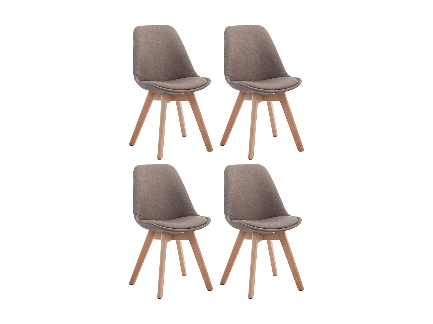 Lot de 4  chaise salle à manger - Tissu & Nature - Taupe - Borneo V2