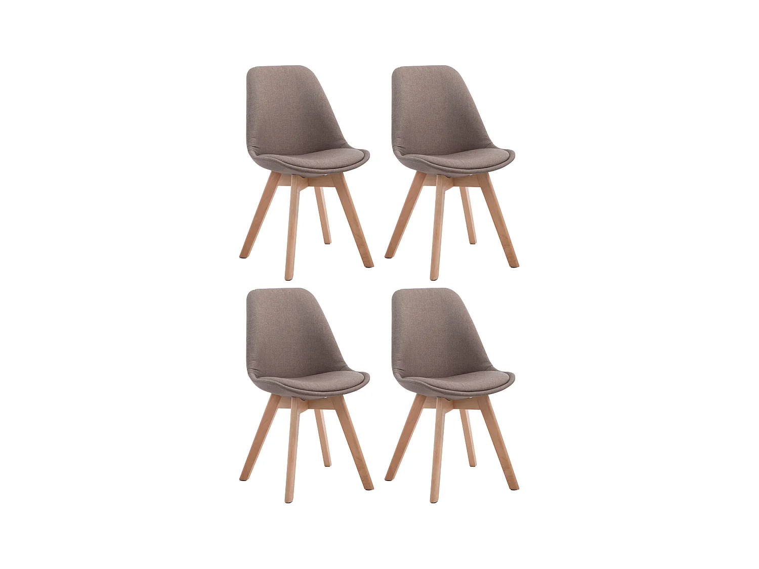 Lot de 4  chaise salle à manger - Tissu & Nature - Taupe - Borneo V2