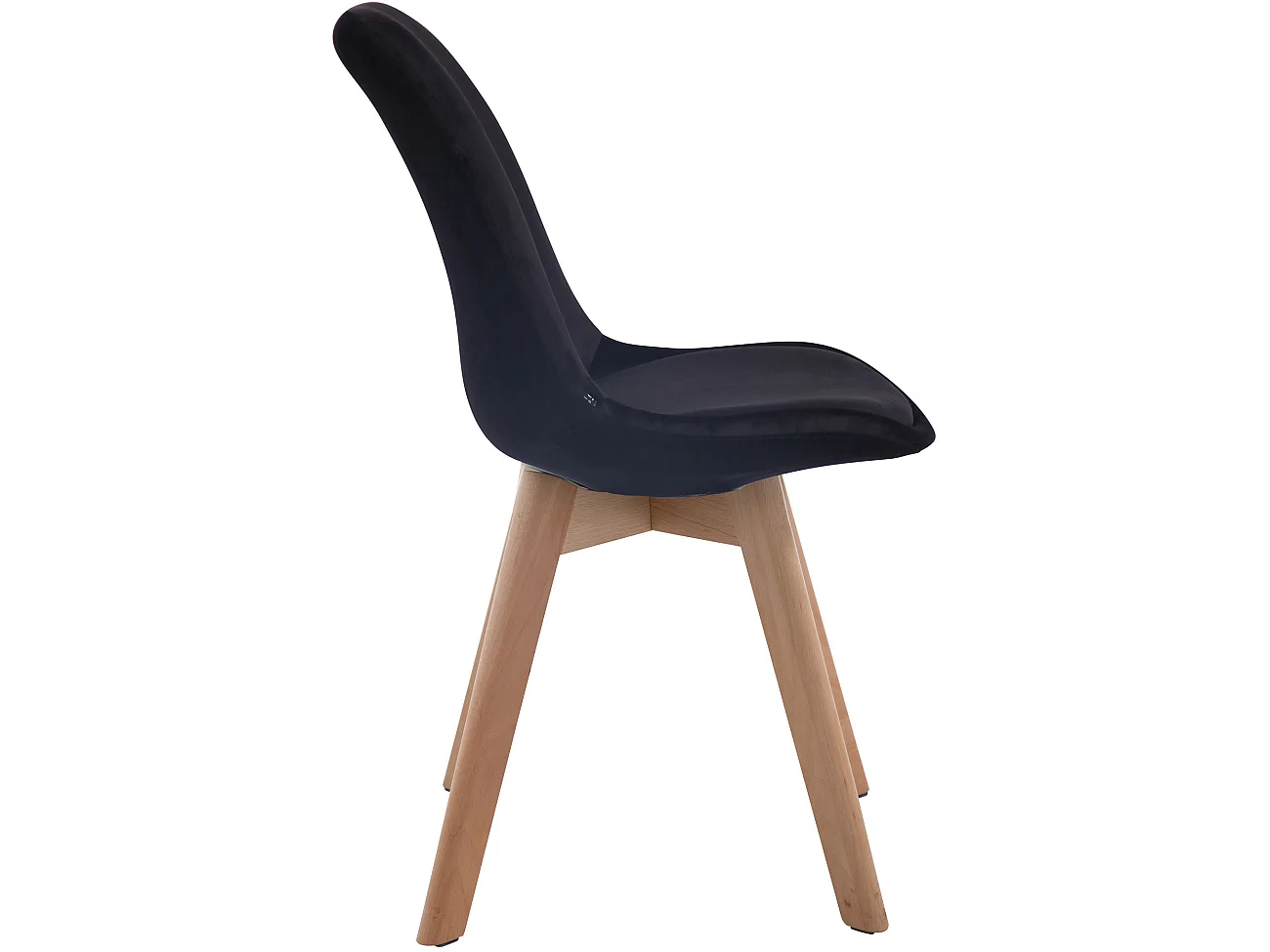 Eetkamerstoelen - Fluweel & natura - zwart - Borneo