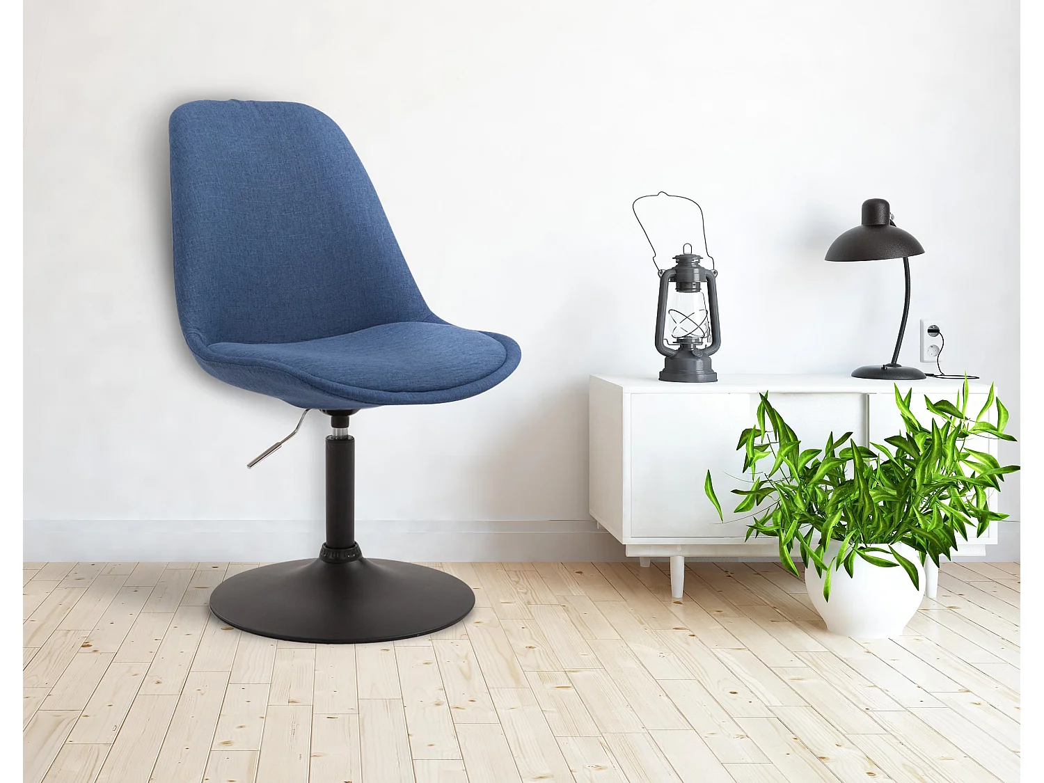 chaise salle à manger - Tissu & Noir - Bleu - Maverick