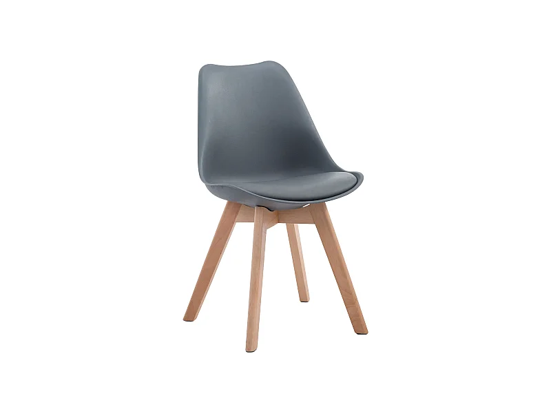 Esszimmerstuhl - Kunstleder & natura - grau - Borneo V2