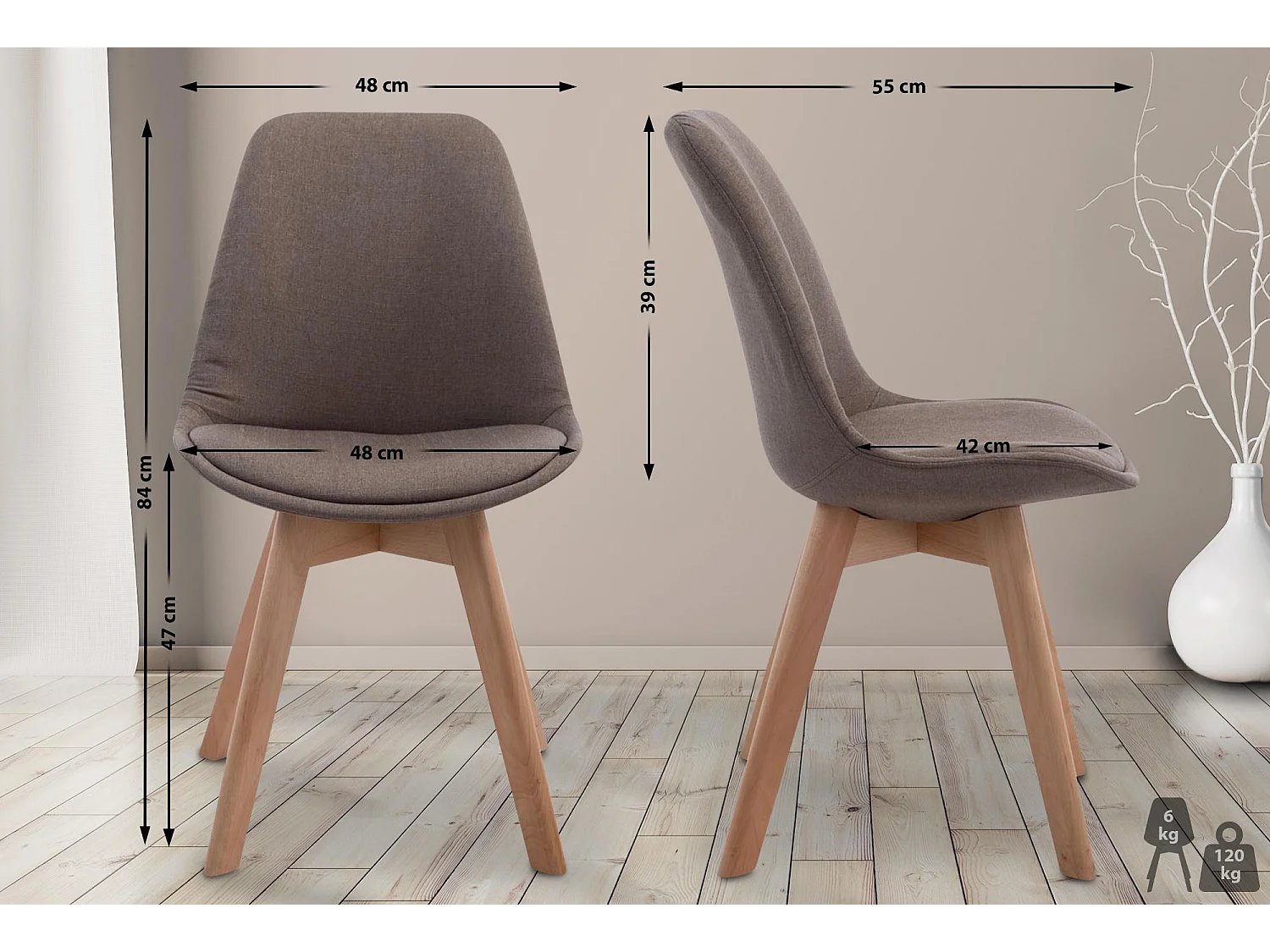 Eetkamerstoelen - Stof & natura - taupe - Borneo