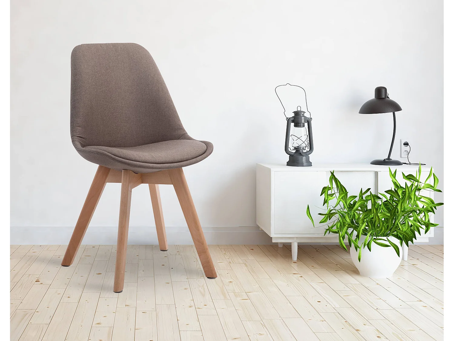 Eetkamerstoelen - Stof & natura - taupe - Borneo