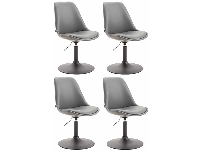 Lot de 4  chaise salle à manger - Similicuir & Noir - Gris - Maverick