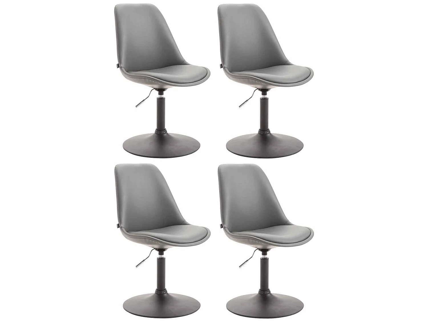 Lot de 4  chaise salle à manger - Similicuir & Noir - Gris - Maverick