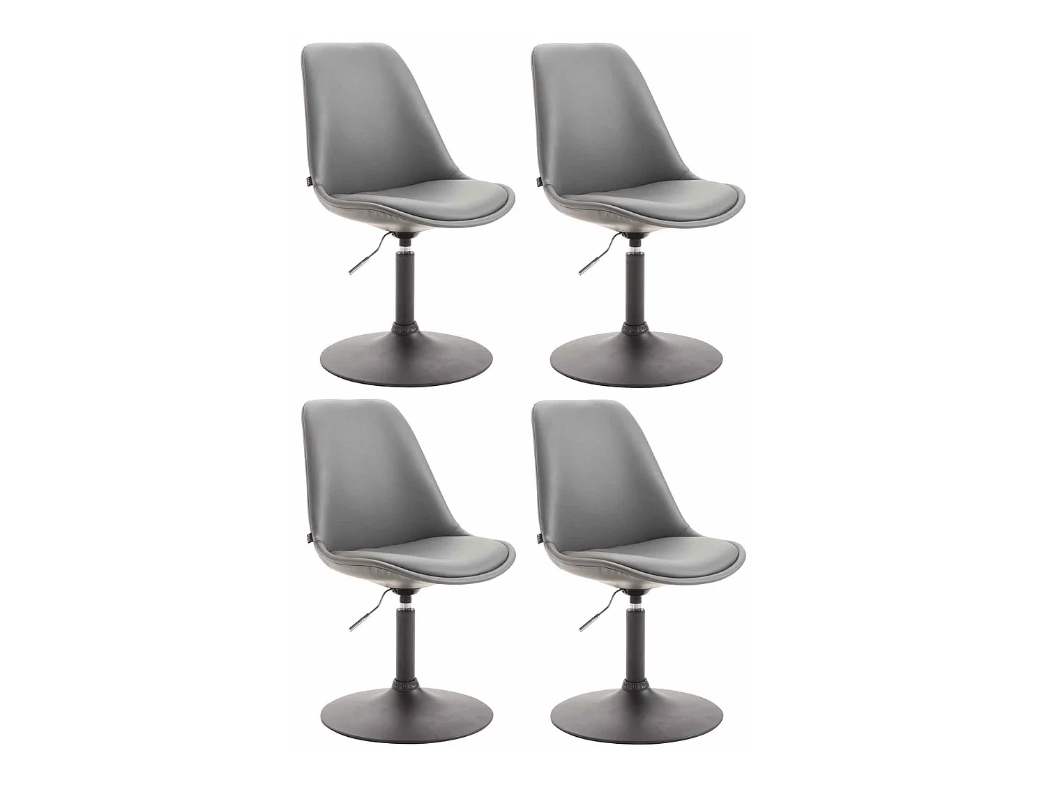 Lot de 4  chaise salle à manger - Similicuir & Noir - Gris - Maverick