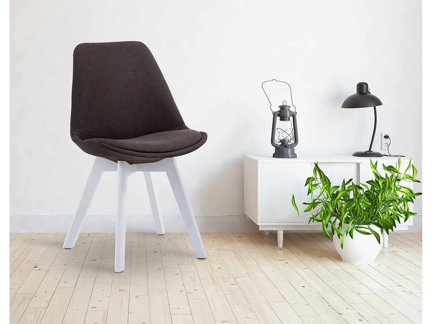 Eetkamerstoelen - Stof & wit - donkergrijs - Borneo