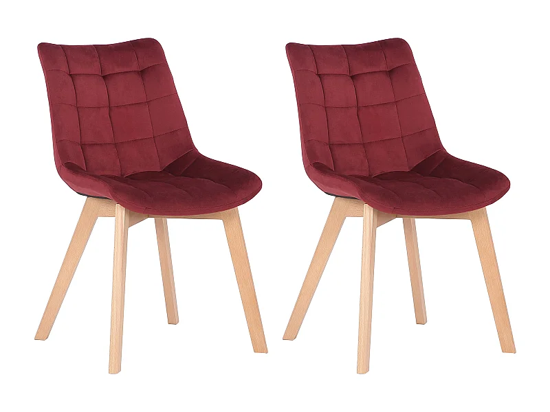 Lot de 2  chaise salle à manger - Velours - Rouge - Passaic