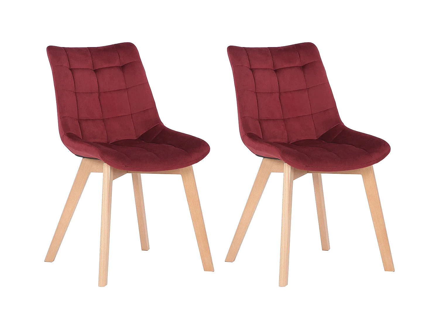 Lot de 2  chaise salle à manger - Velours - Rouge - Passaic