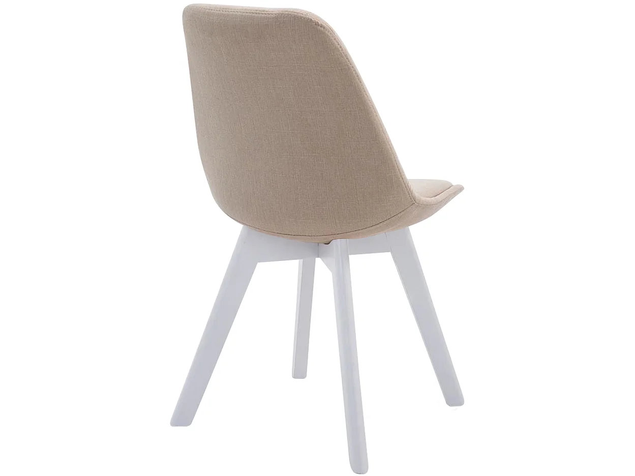 chaise salle à manger - Tissu & Blanc - Crème - Borneo