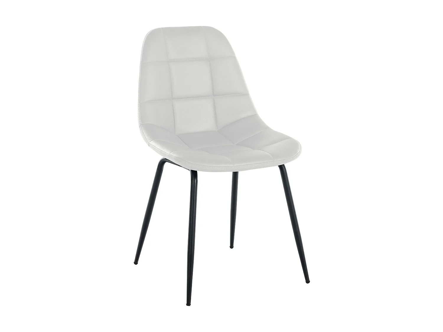 chaise salle à manger - Similicuir & Métal noir mat - Blanc - Tom