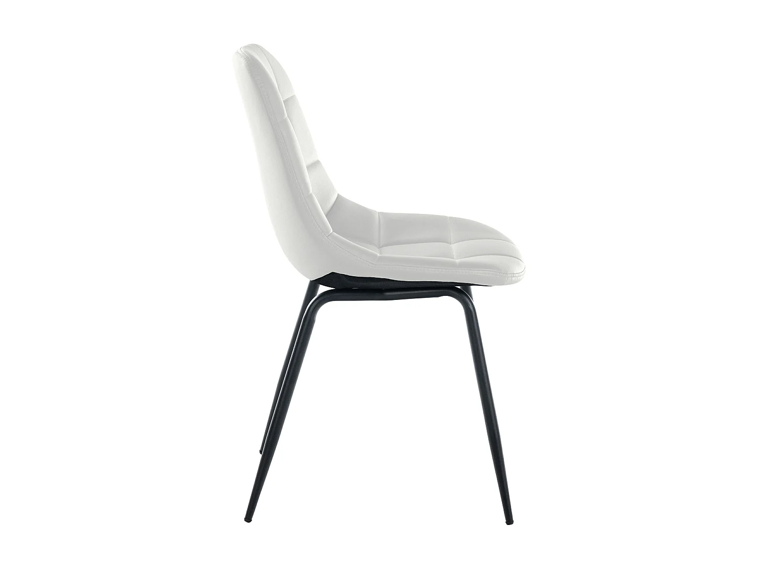 chaise salle à manger - Similicuir & Métal noir mat - Blanc - Tom