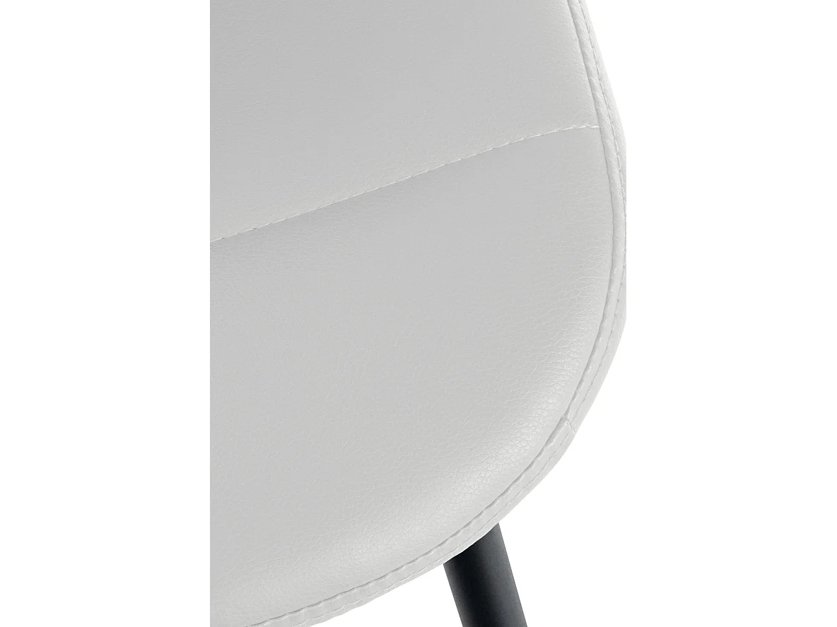 chaise salle à manger - Similicuir & Métal noir mat - Blanc - Tom