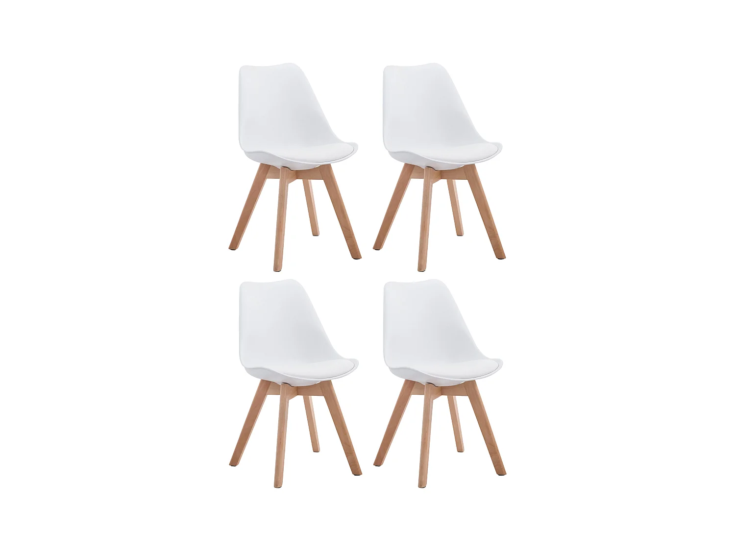 Lot de 4  chaise salle à manger - Similicuir & Nature - Blanc - Borneo V2