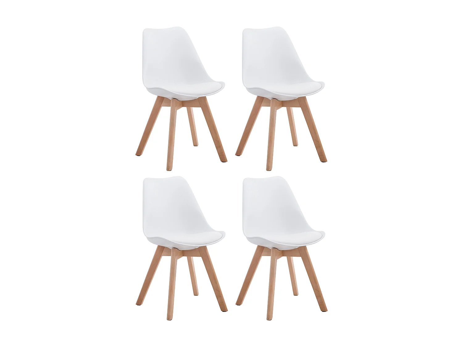 Lot de 4  chaise salle à manger - Similicuir & Nature - Blanc - Borneo V2