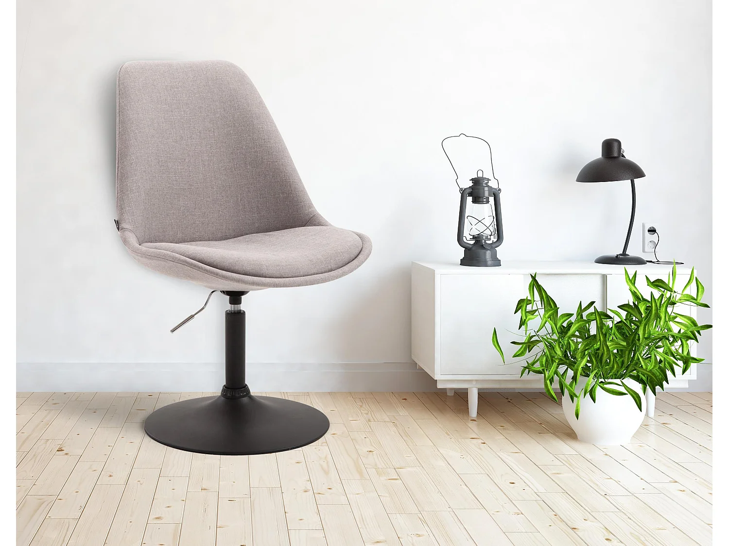 chaise salle à manger - Tissu & Noir - Gris - Maverick