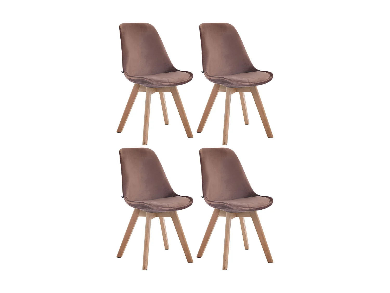 Lot de 4  chaise salle à manger - Velours & Nature - Marron - Borneo V2