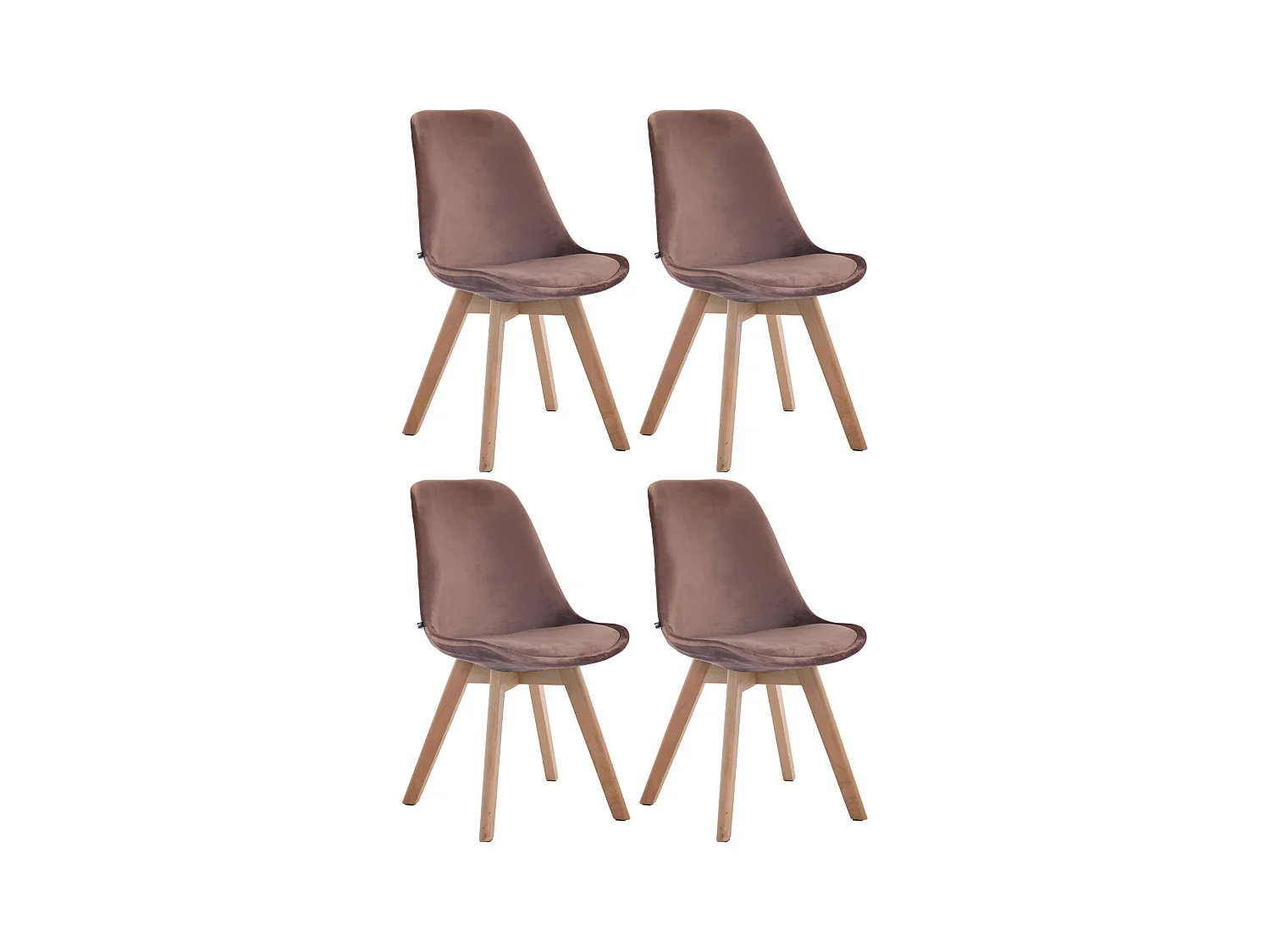 Lot de 4  chaise salle à manger - Velours & Nature - Marron - Borneo V2