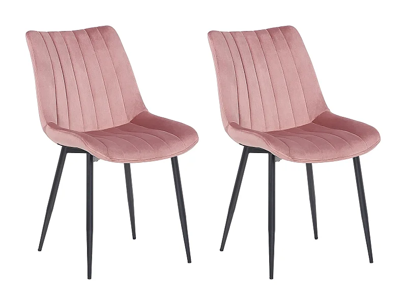 Lot de 2  chaise salle à manger - Velours & Noir - Rose - Rahden