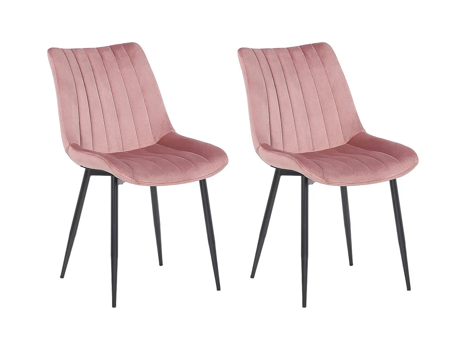 Lot de 2  chaise salle à manger - Velours & Noir - Rose - Rahden