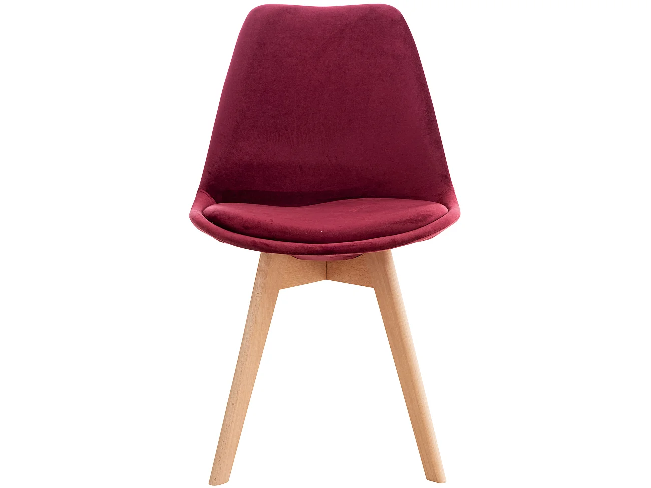 Set van 4  Eetkamerstoelen - Fluweel - bordeauxrood - Linares