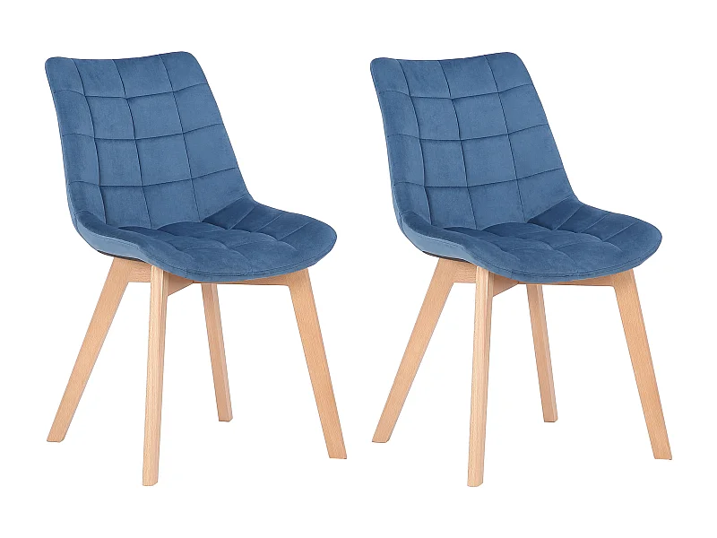 Lot de 2  chaise salle à manger - Velours - Bleu - Passaic