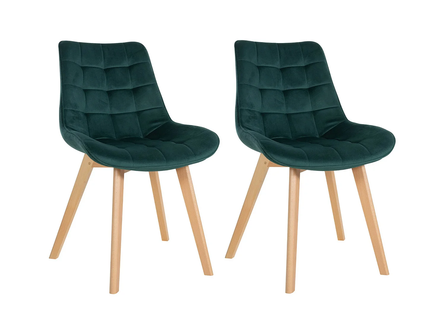 Lot de 2  chaise salle à manger - Velours & Blanc - Vert - Brook