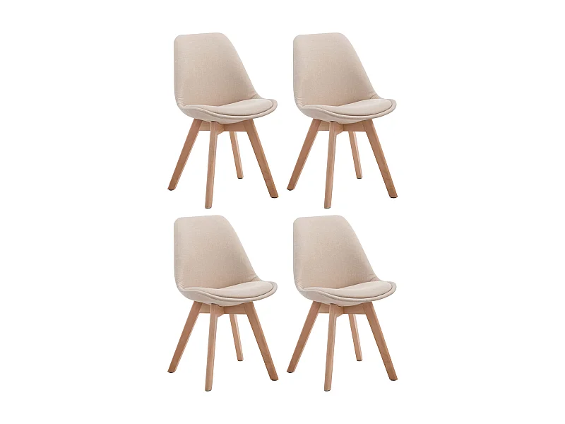 Lot de 4  chaise salle à manger - Tissu & Nature - Crème - Borneo V2