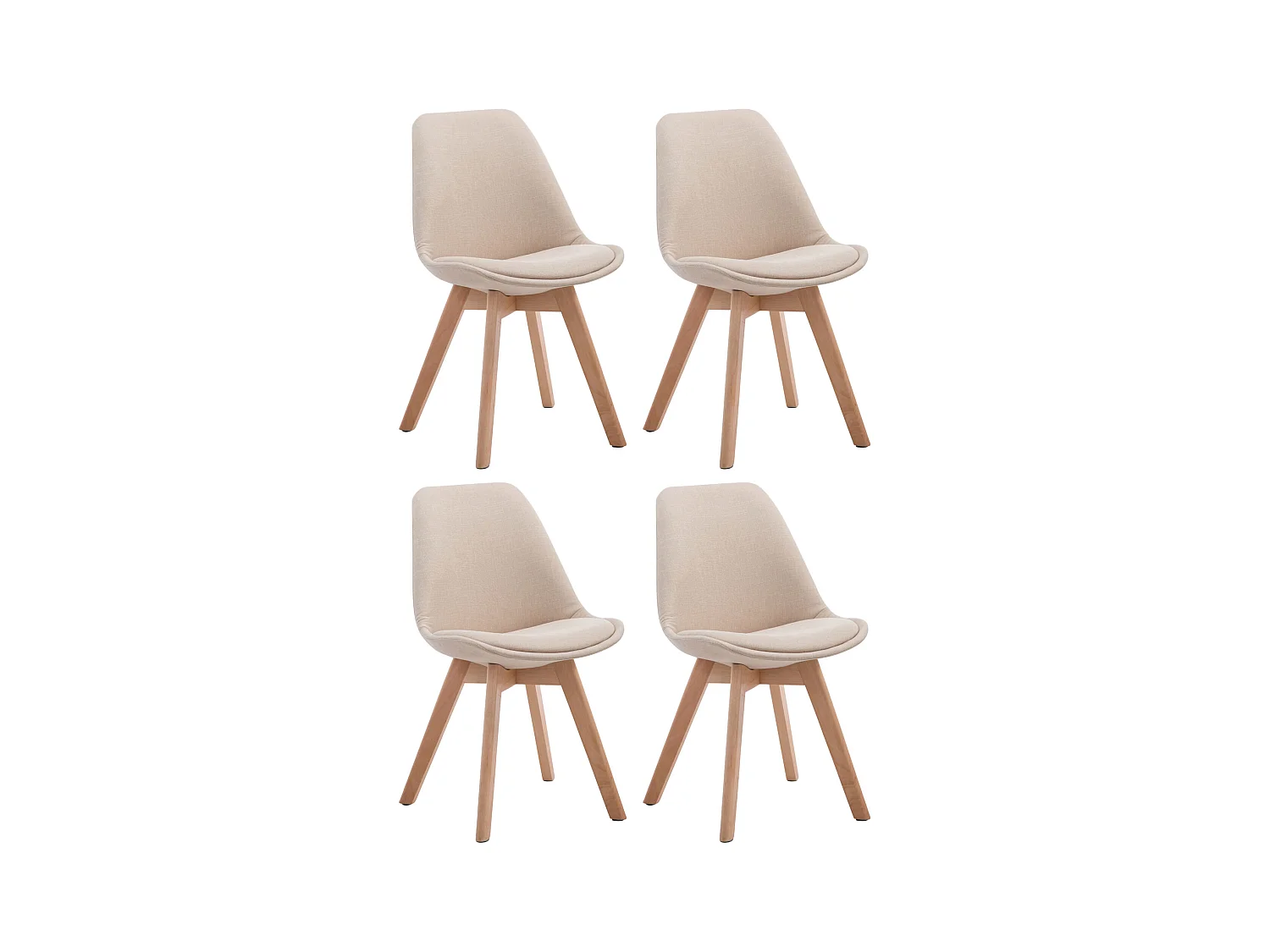 Lot de 4  chaise salle à manger - Tissu & Nature - Crème - Borneo V2