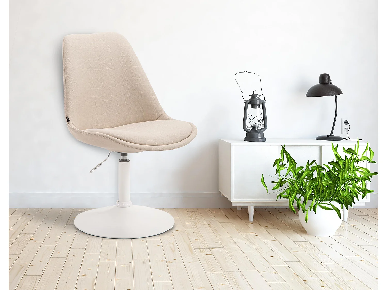 chaise salle à manger - Tissu & Blanc - Crème - Maverick