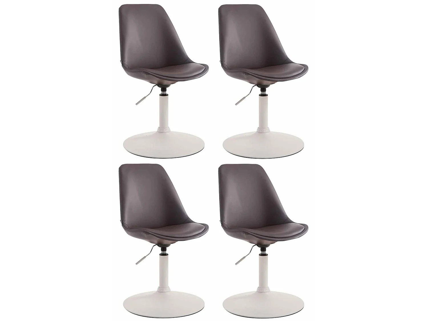 Lot de 4  chaise salle à manger - Similicuir & Blanc - Marron - Maverick