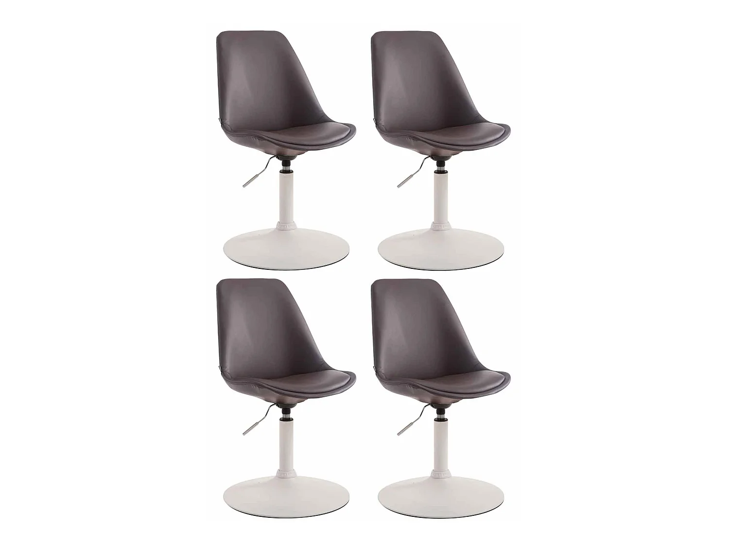Lot de 4  chaise salle à manger - Similicuir & Blanc - Marron - Maverick