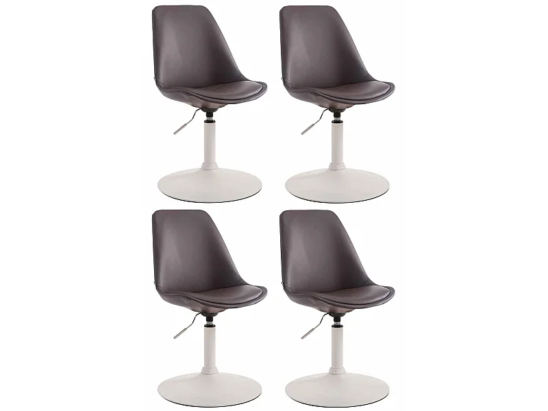 Lot de 4  chaise salle à manger - Similicuir & Blanc - Marron - Maverick