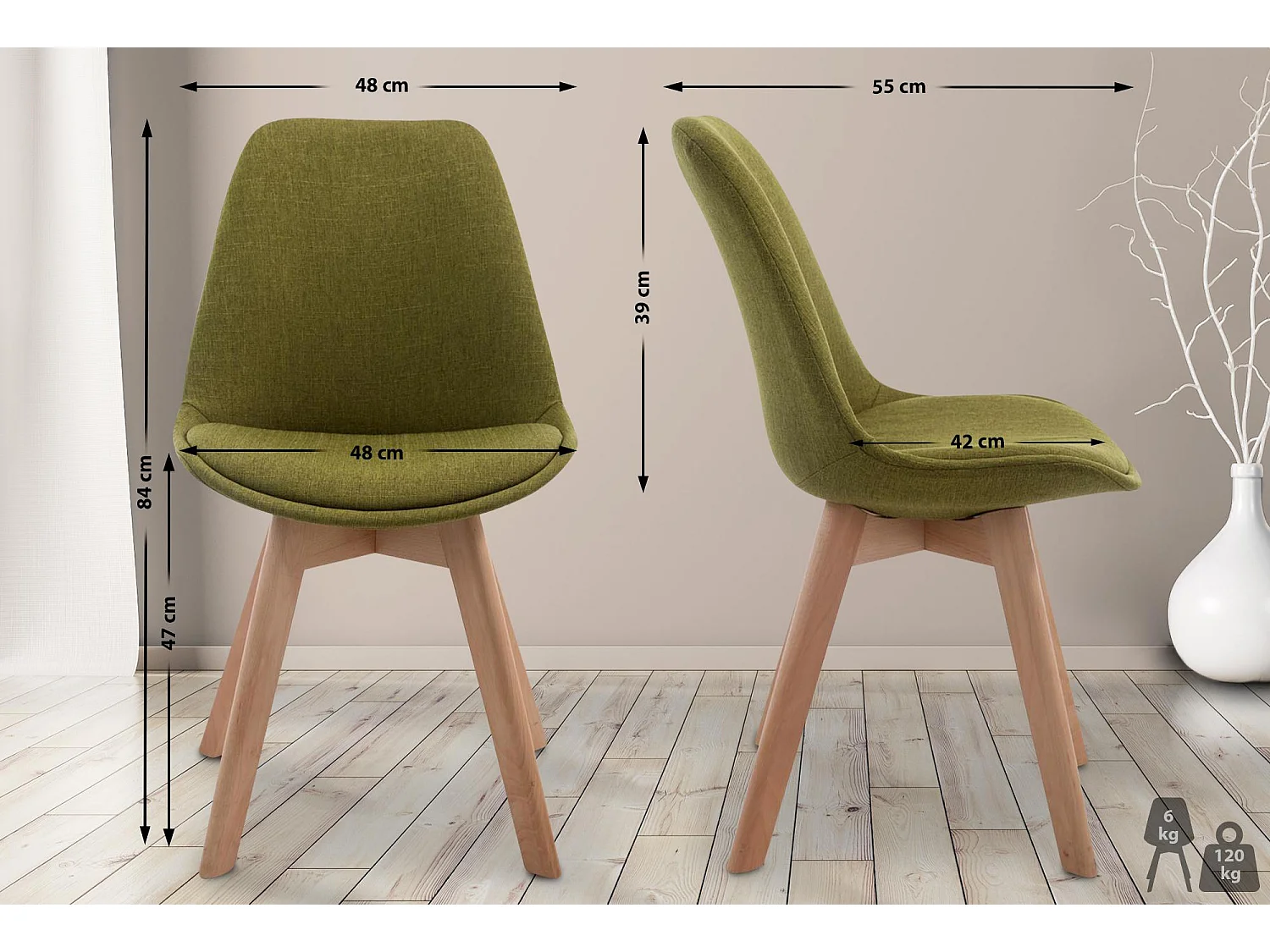 Eetkamerstoelen - Stof & natura - groen - Borneo