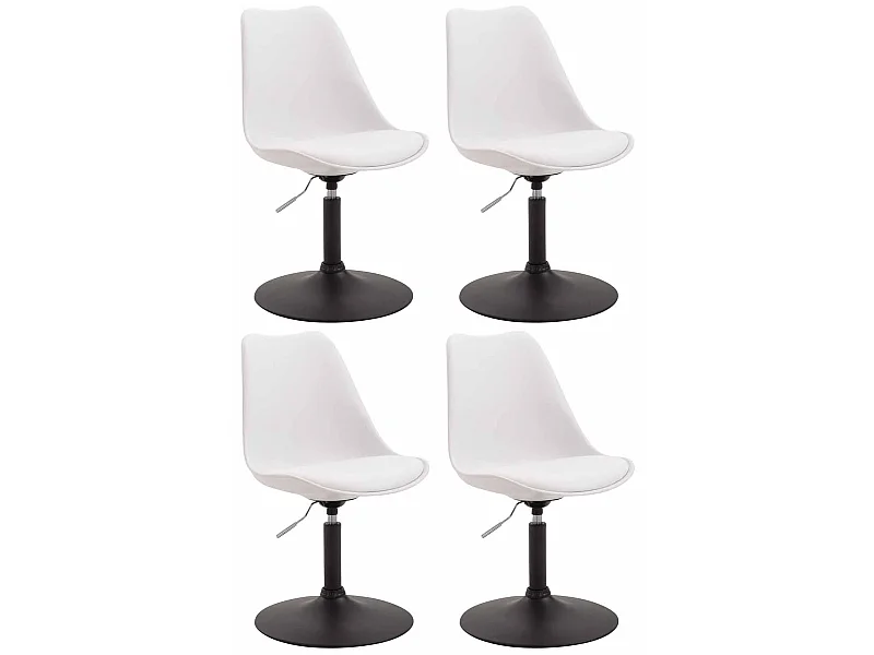 Lot de 4  chaise salle à manger - Plastique & Noir - Blanc - Maverick