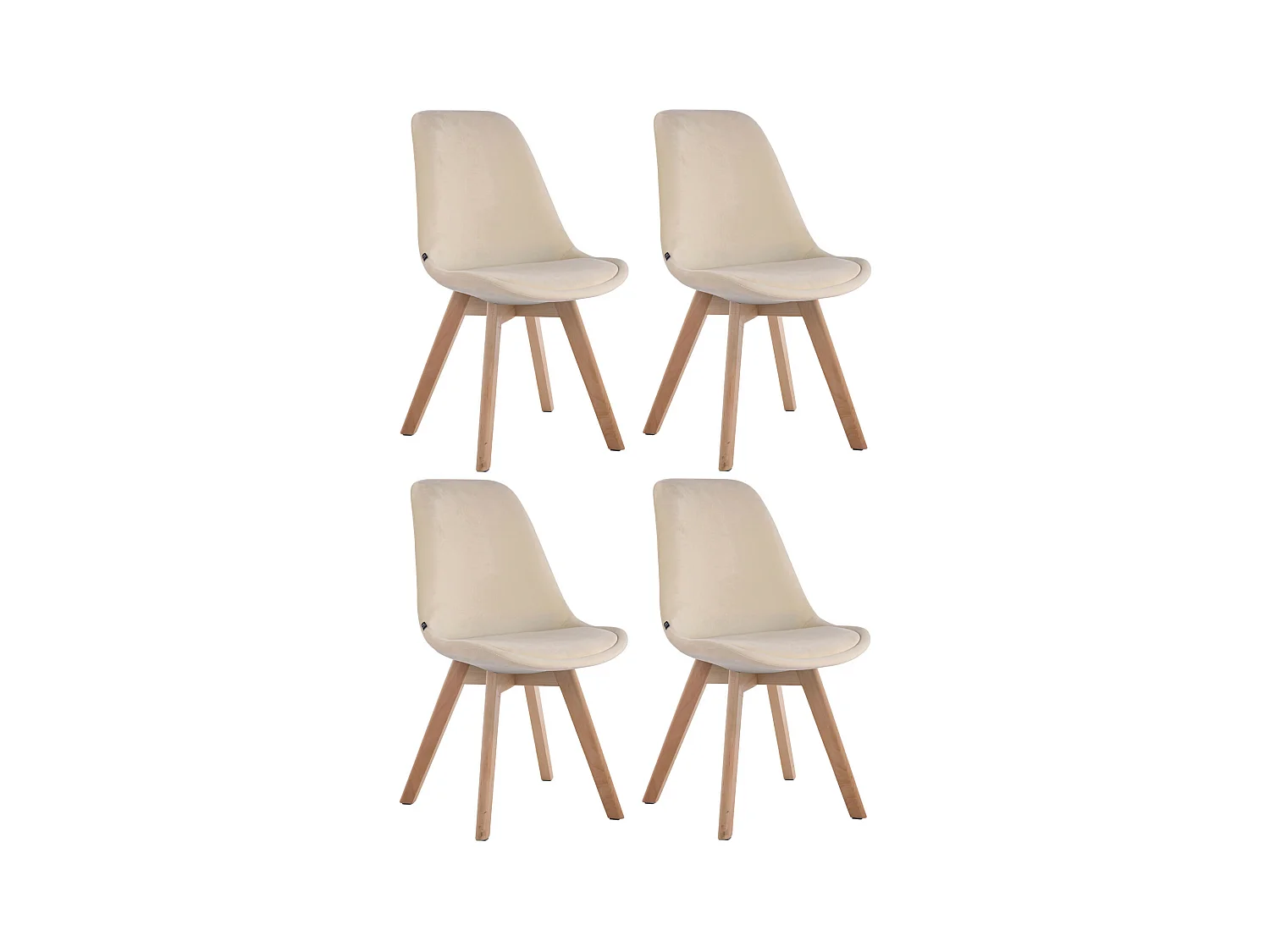 Lot de 4  chaise salle à manger - Velours & Nature - Crème - Borneo V2