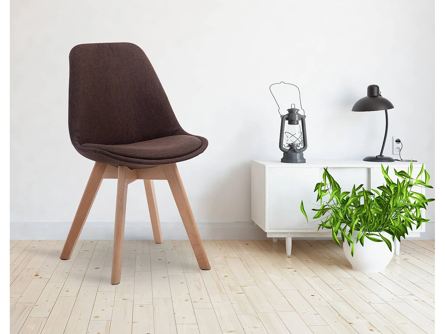 chaise salle à manger - Tissu & Nature - Marron - Borneo