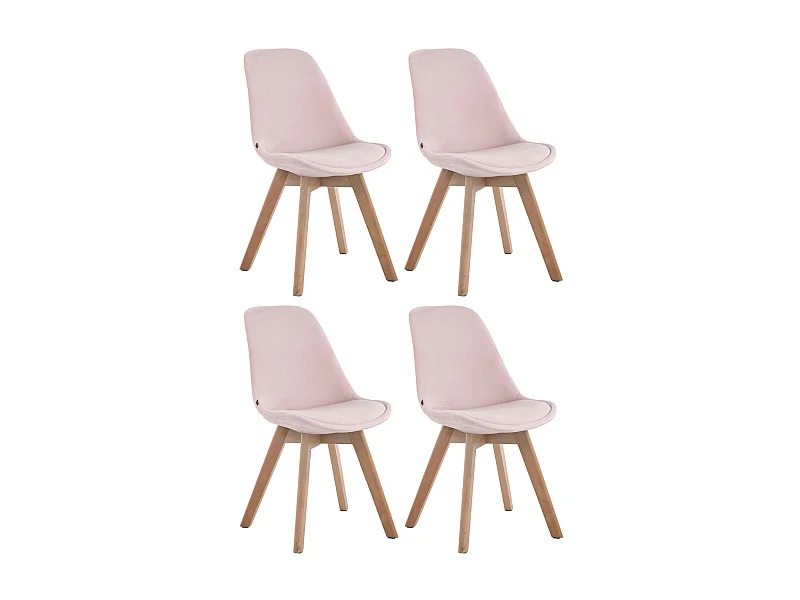 Lot de 4  chaise salle à manger - Velours & Nature - Rose - Borneo V2