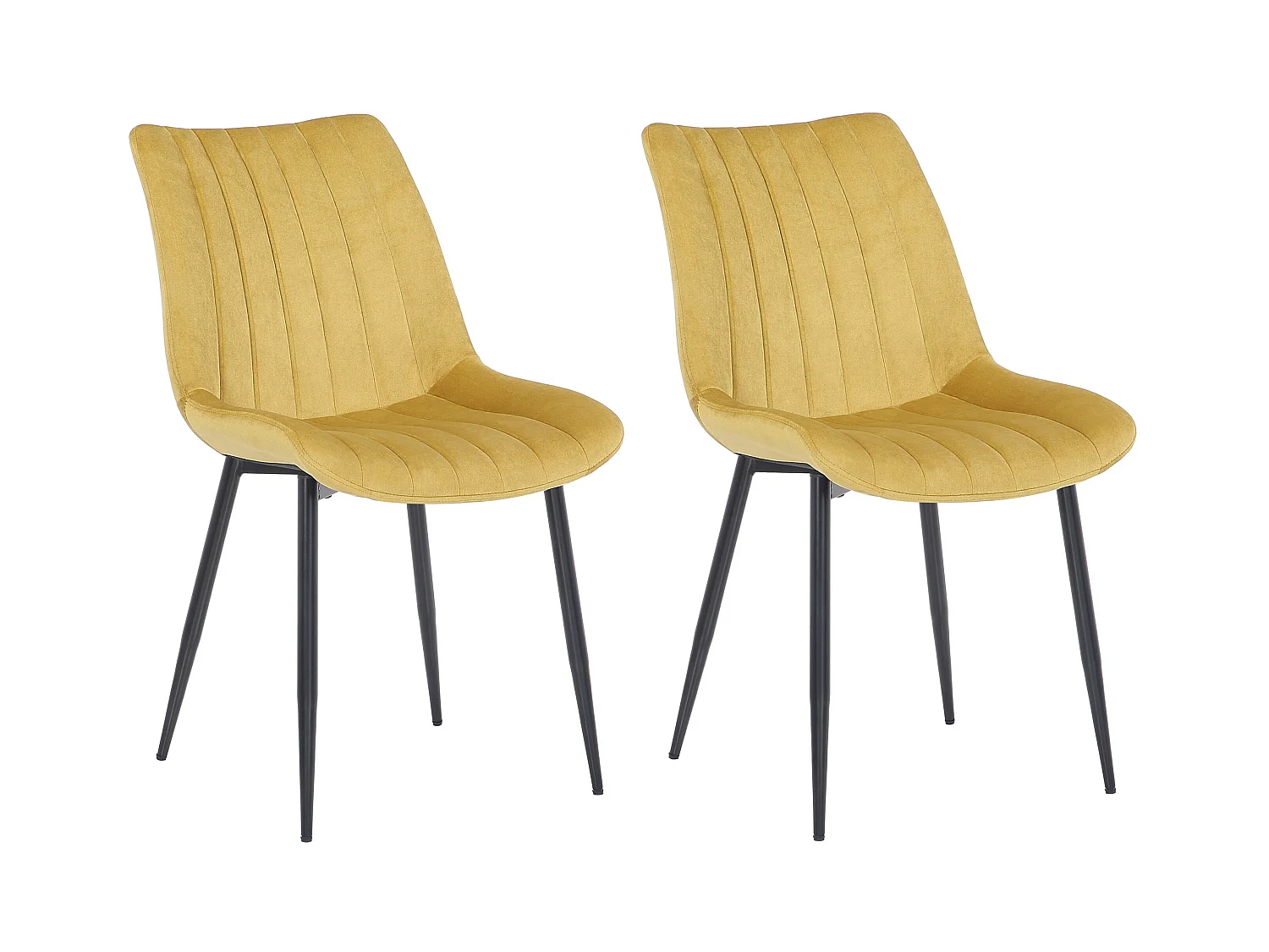Lot de 2  chaise salle à manger - Velours & Noir - Jaune - Rahden