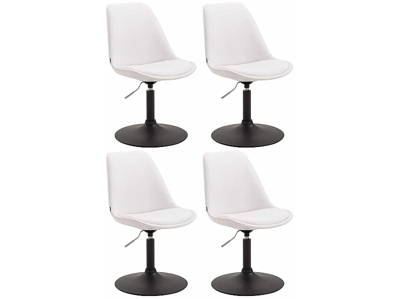 Lot de 4  chaise salle à manger - Similicuir & Noir - Blanc - Maverick