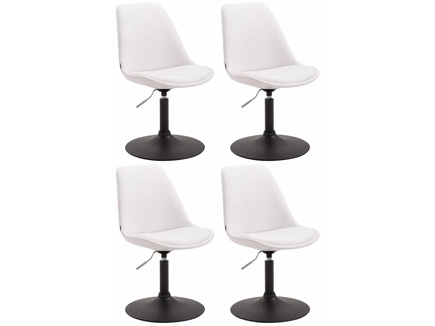 Lot de 4  chaise salle à manger - Similicuir & Noir - Blanc - Maverick