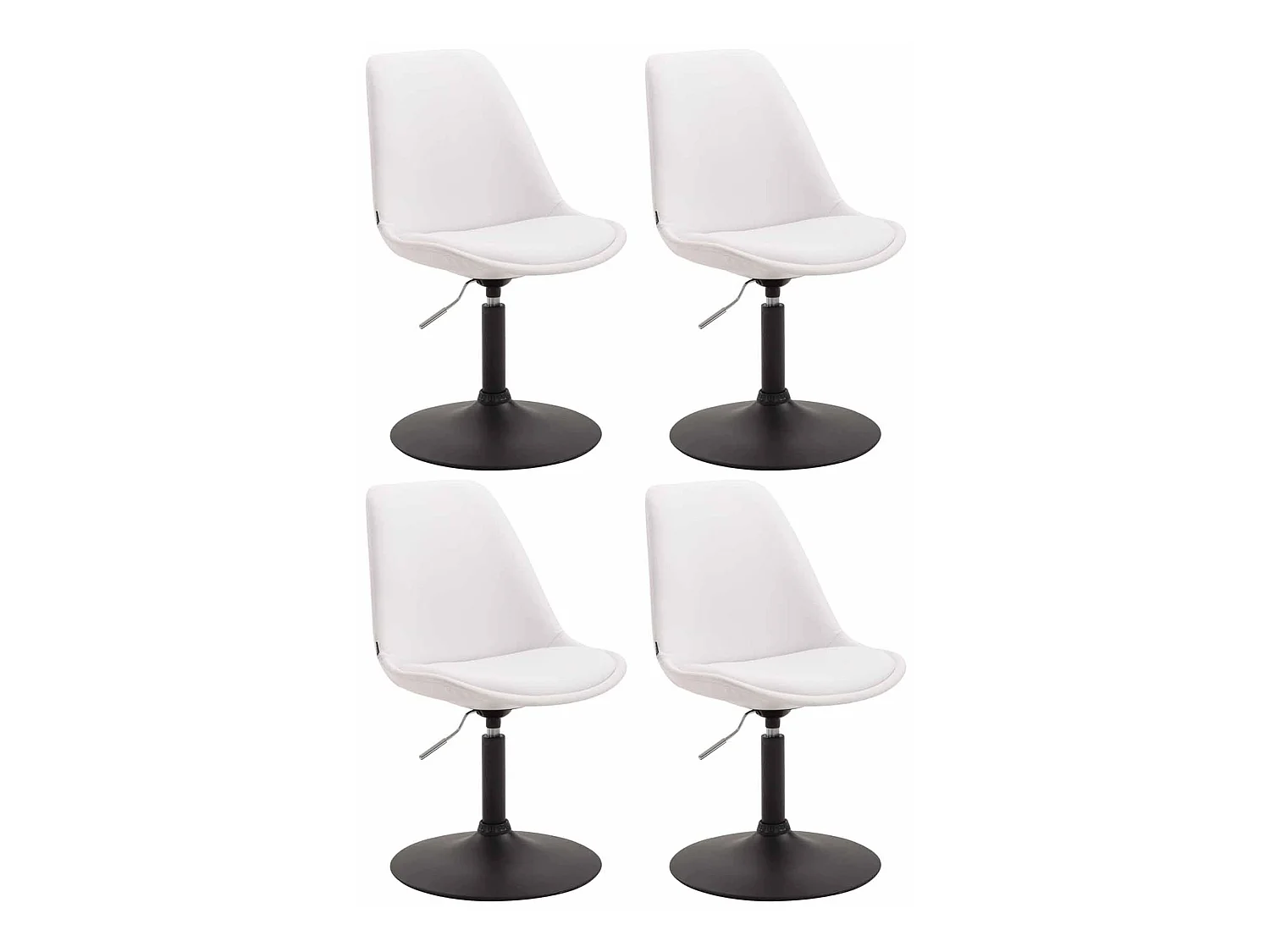 Lot de 4  chaise salle à manger - Similicuir & Noir - Blanc - Maverick